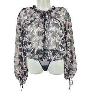 NWT Victoria’s Secret Sheer Open Front Blouson Bodysuit size S